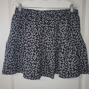 Floral Black and White Skirt